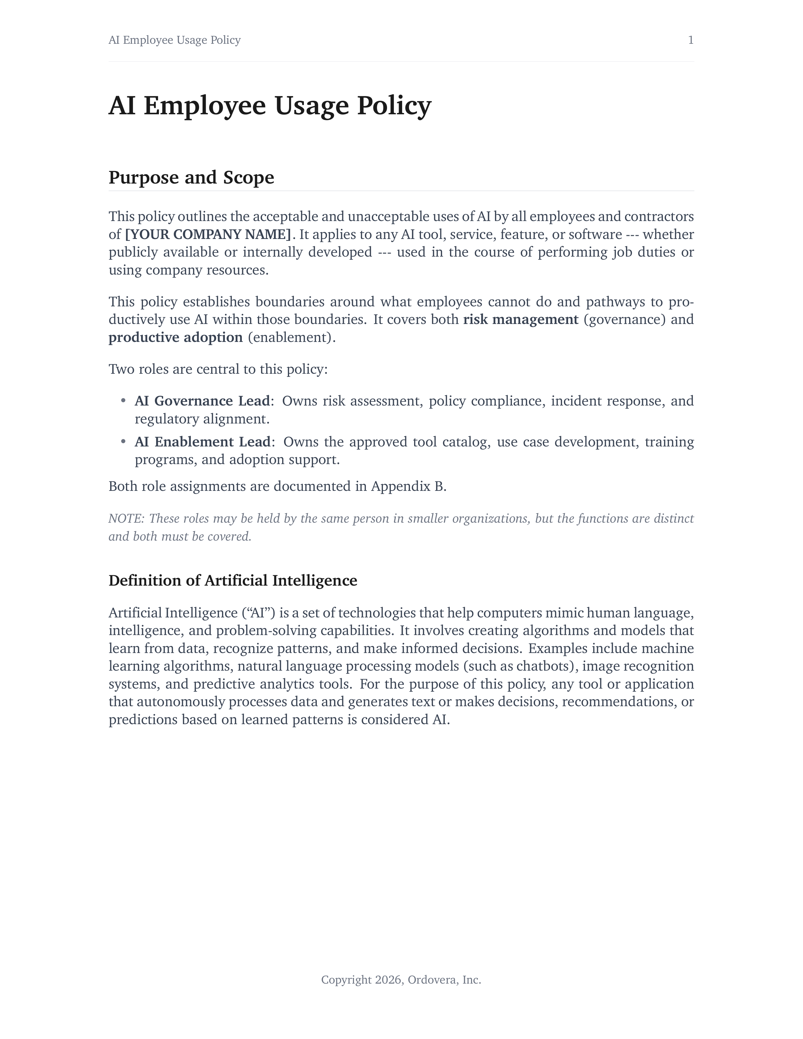 AI Employee Usage Policy Template preview